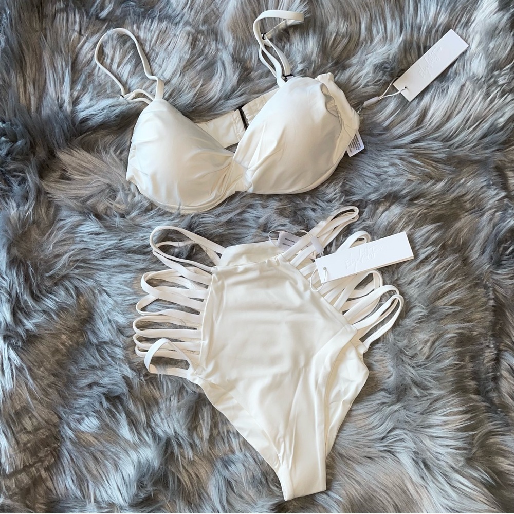 5 sets Wholesale bundle NWT High Waisted bikini off white vanilla ivory